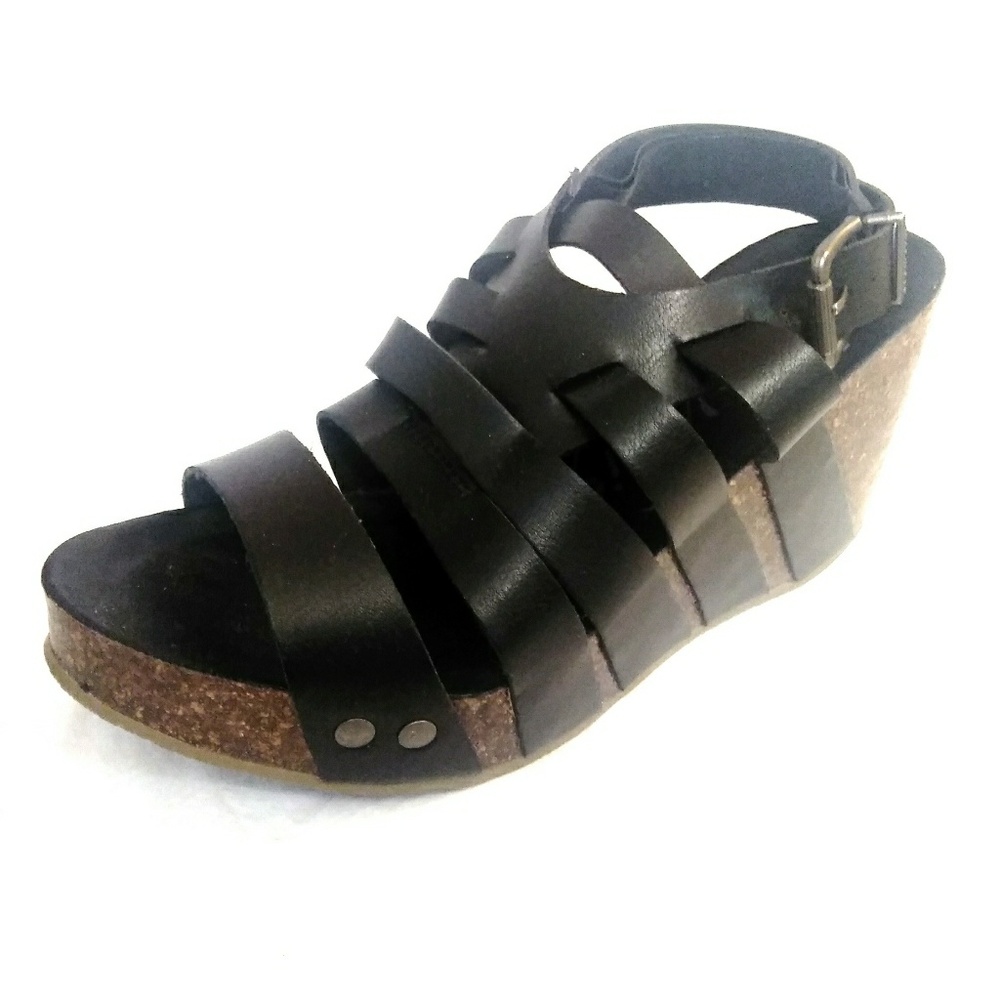 Blowfish Black Wedge Sandals